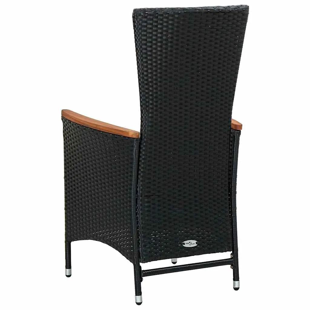 Outdoor Dining Set 9 Piece PE Rattan Garden Table and Chairs with Cushions Black