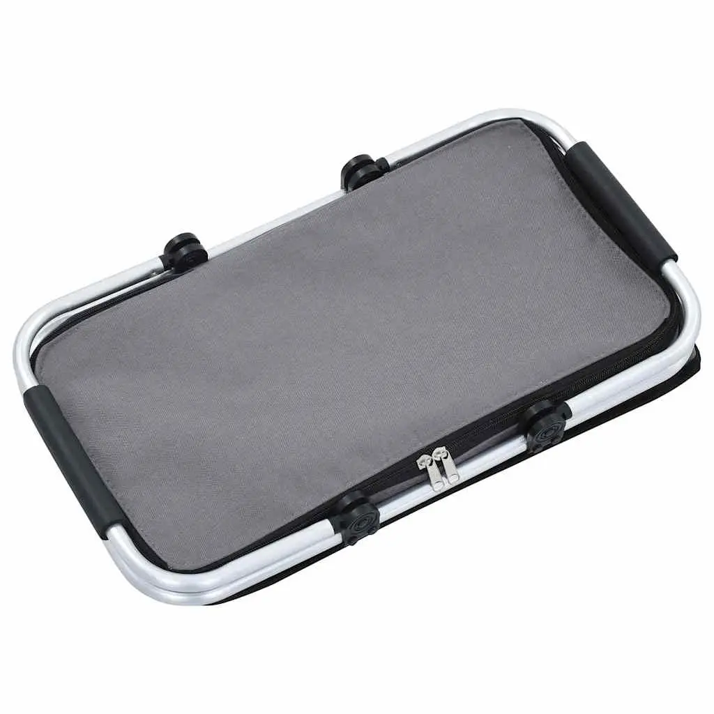 Foldable Insulated Cool Bag Grey 46x27x23 cm Portable Food Beverage Cooler