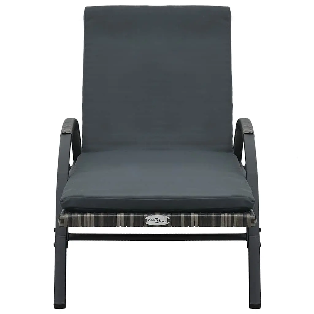 Sun Lounger Rattan Outdoor Patio Reclining Chair Adjustable Backrest Anthracite