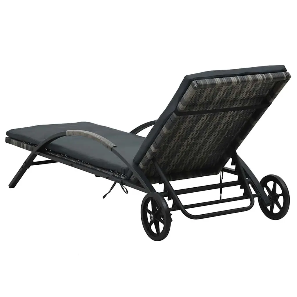 Sun Lounger Rattan Outdoor Patio Reclining Chair Adjustable Backrest Anthracite