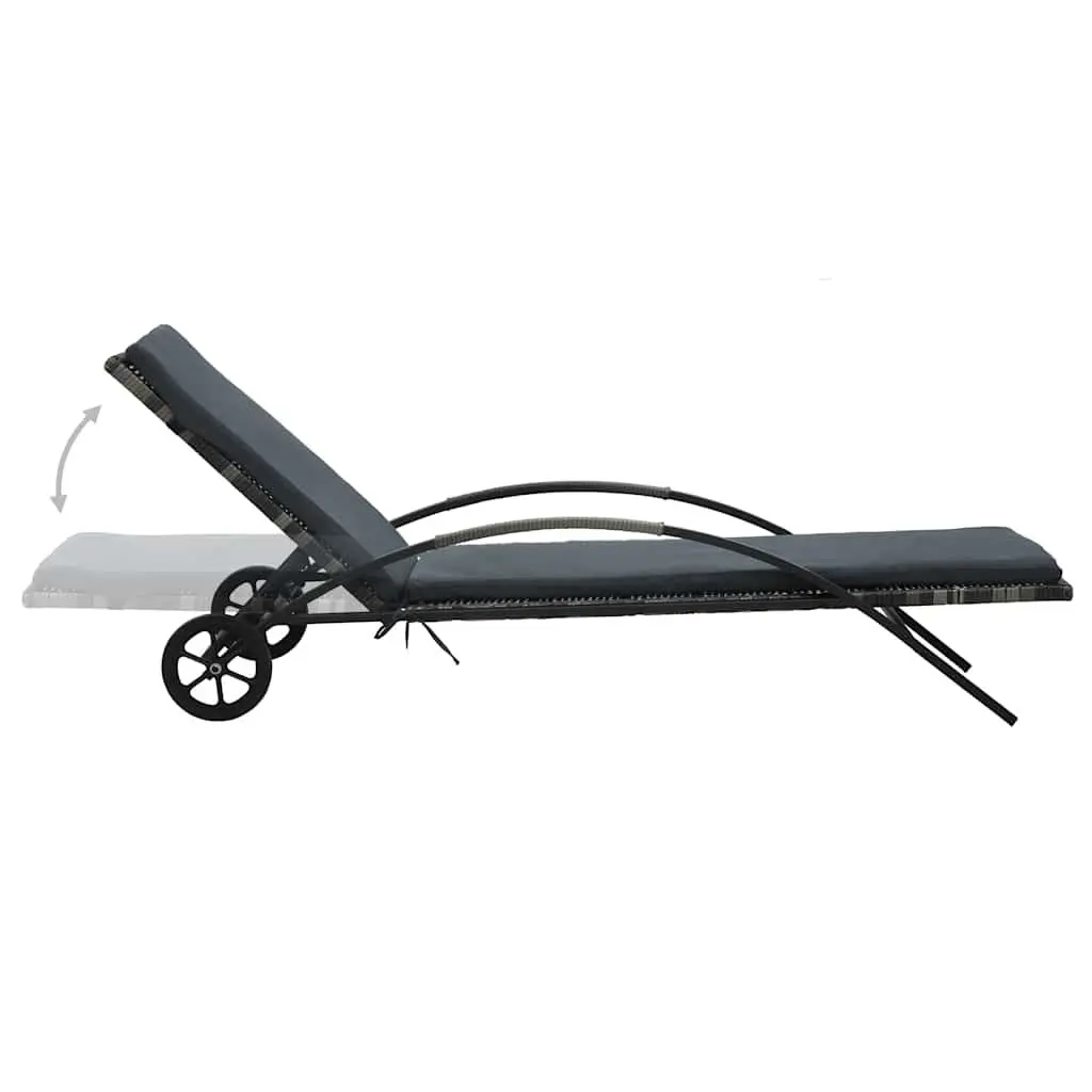 Sun Lounger Set Adjustable Backrests 2 Piece Poly Rattan Garden Patio Outdoor Furniture Anthracite