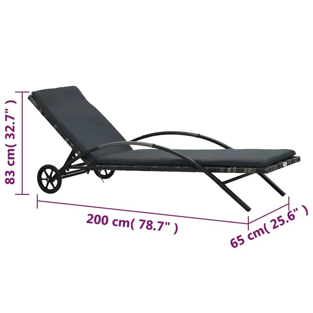 Sun Lounger Set Adjustable Backrests 2 Piece Poly Rattan Garden Patio Outdoor Furniture Anthracite