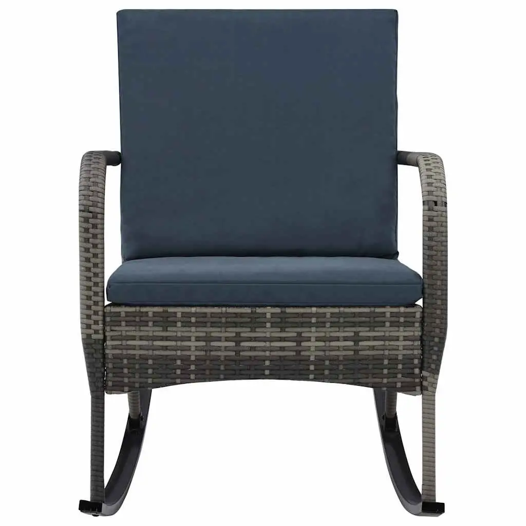 Patio Rocking Chair Weather Resistant PE Rattan Anthracite with Thick Removable Cushions