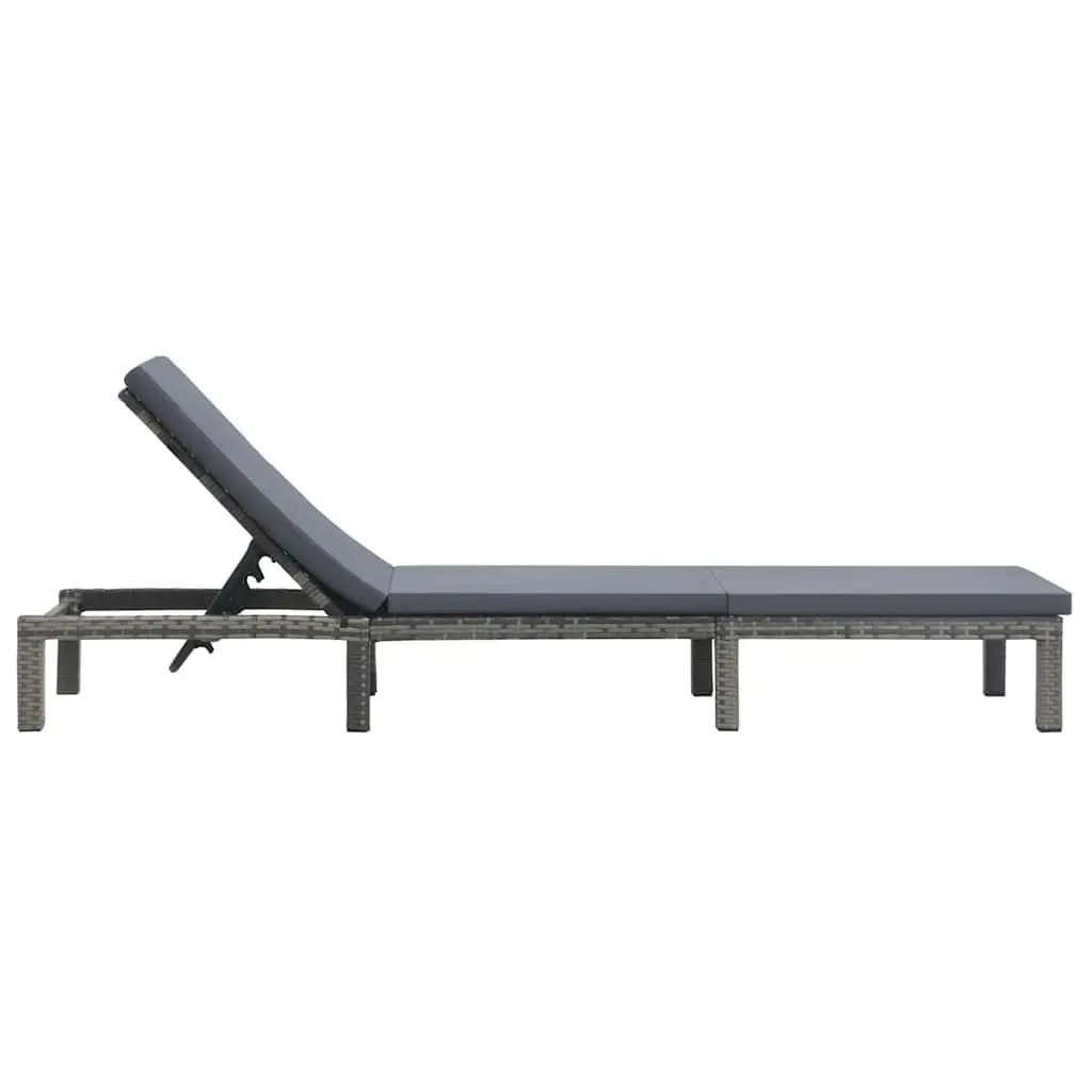 Sun Lounger Adjustable Backrest Poly Rattan Outdoor Garden Patio Chair with Cushion