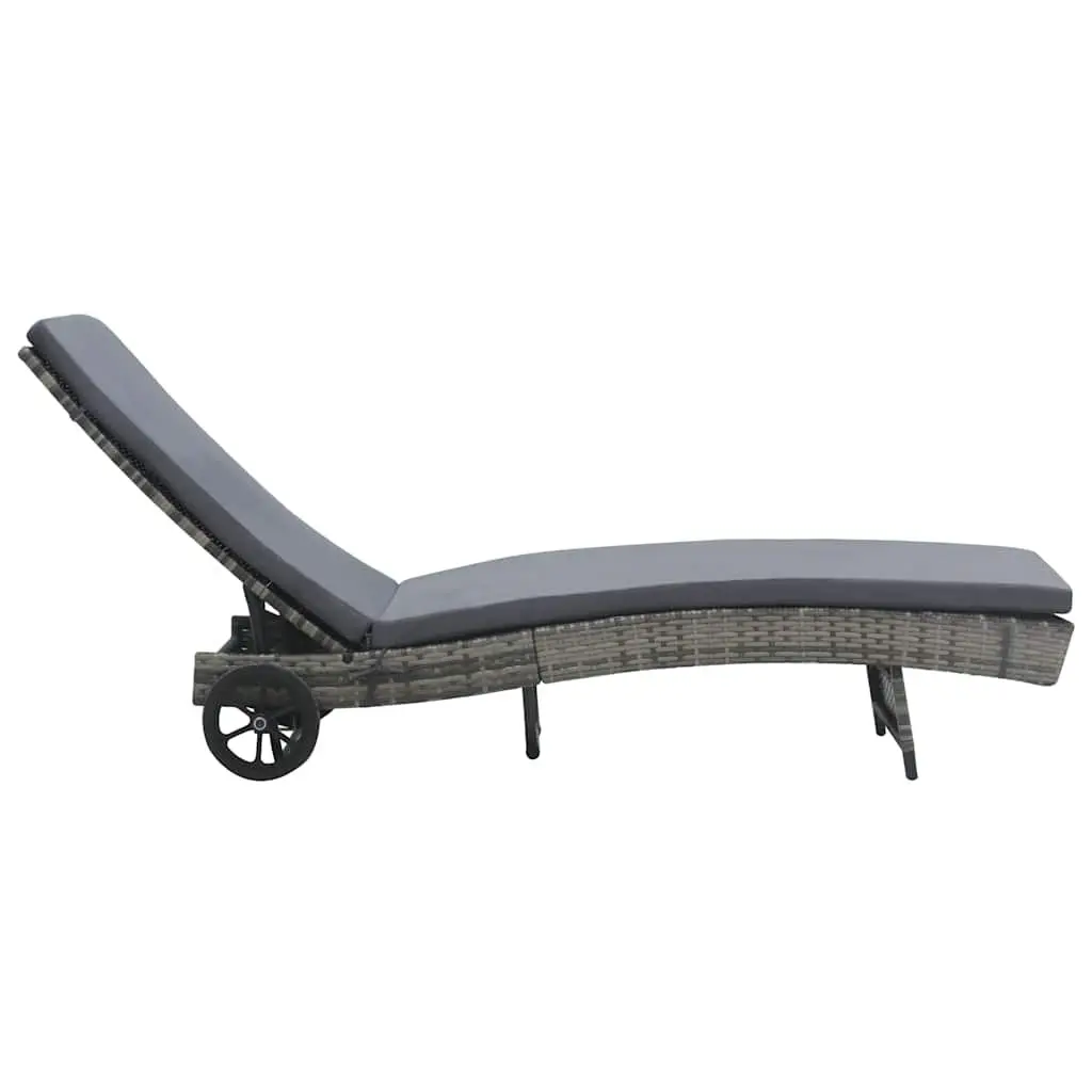 Sun Lounger Adjustable Backrest with Wheels Anthracite