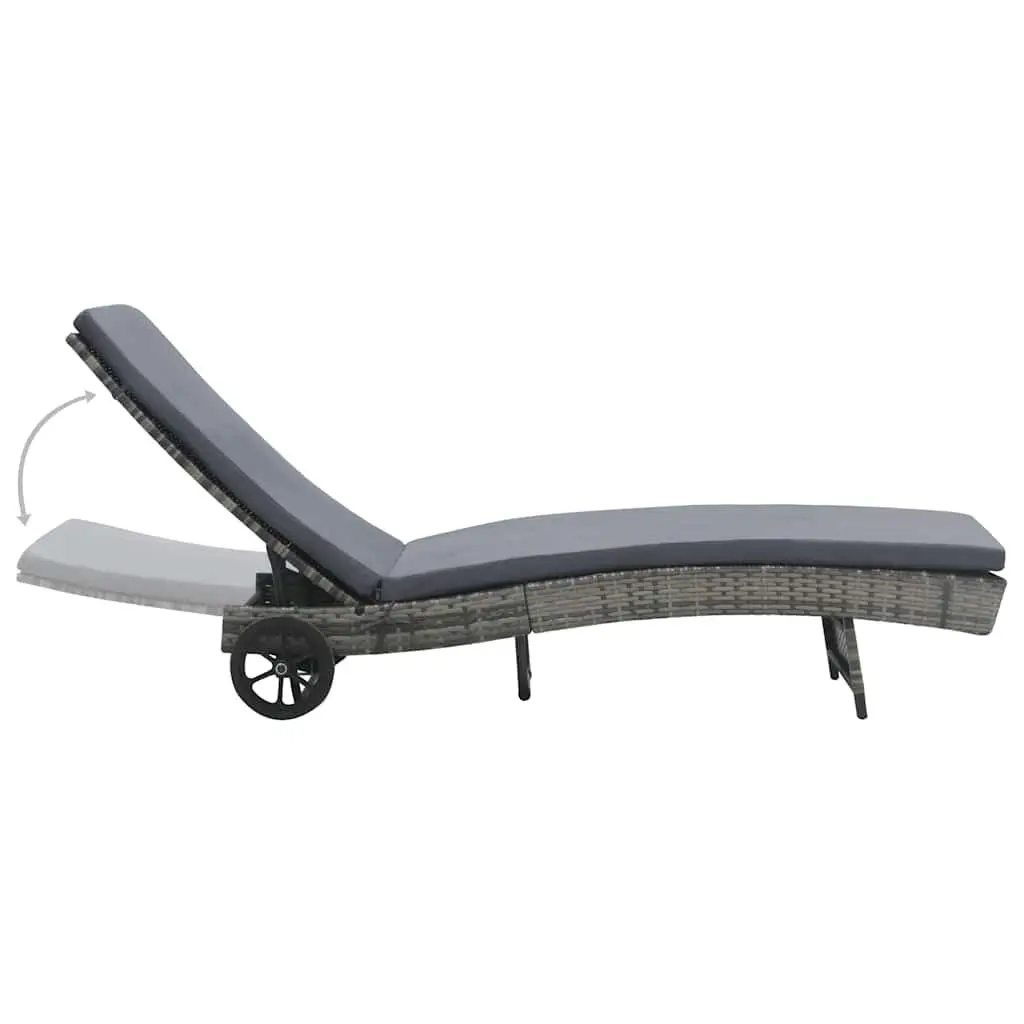 Sun Lounger Adjustable Backrest with Wheels Anthracite