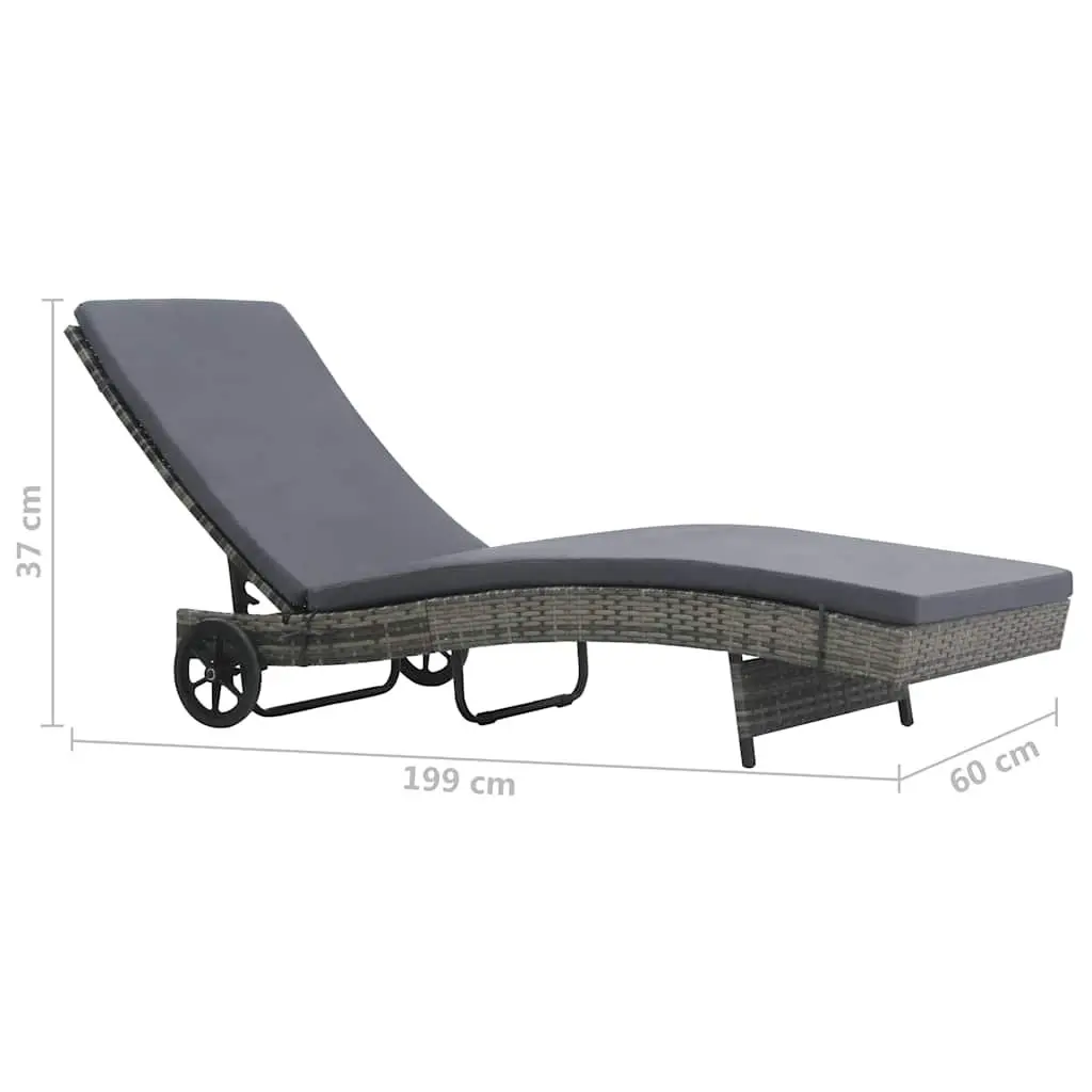 Sun Lounger Adjustable Backrest with Wheels Anthracite