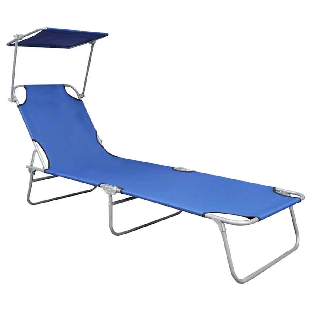 Blue Folding Lounger and Canopy