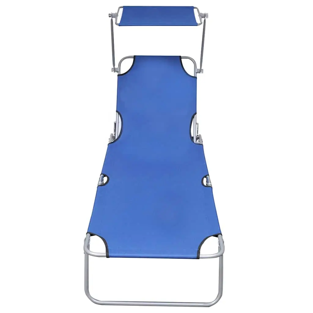 Blue Folding Lounger and Canopy