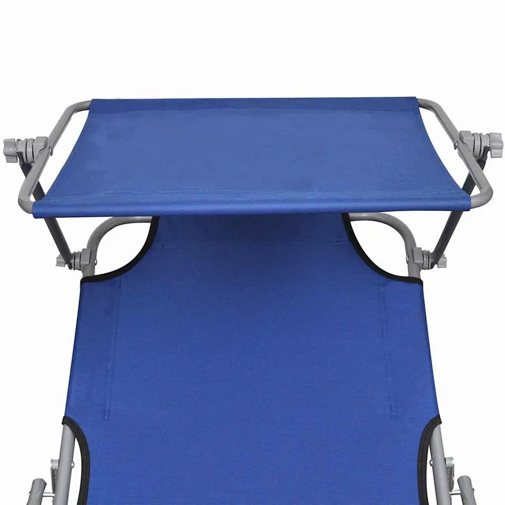 Blue Folding Lounger and Canopy