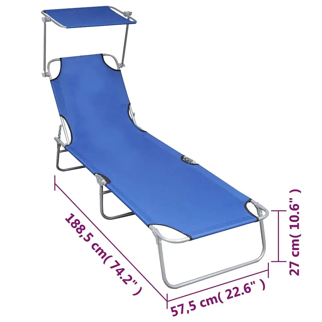 Blue Folding Lounger and Canopy