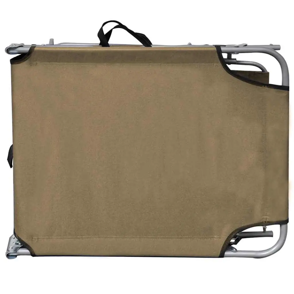 Sun Lounger with Canopy Outdoor Folding Adjustable Backrest Taupe Garden Patio