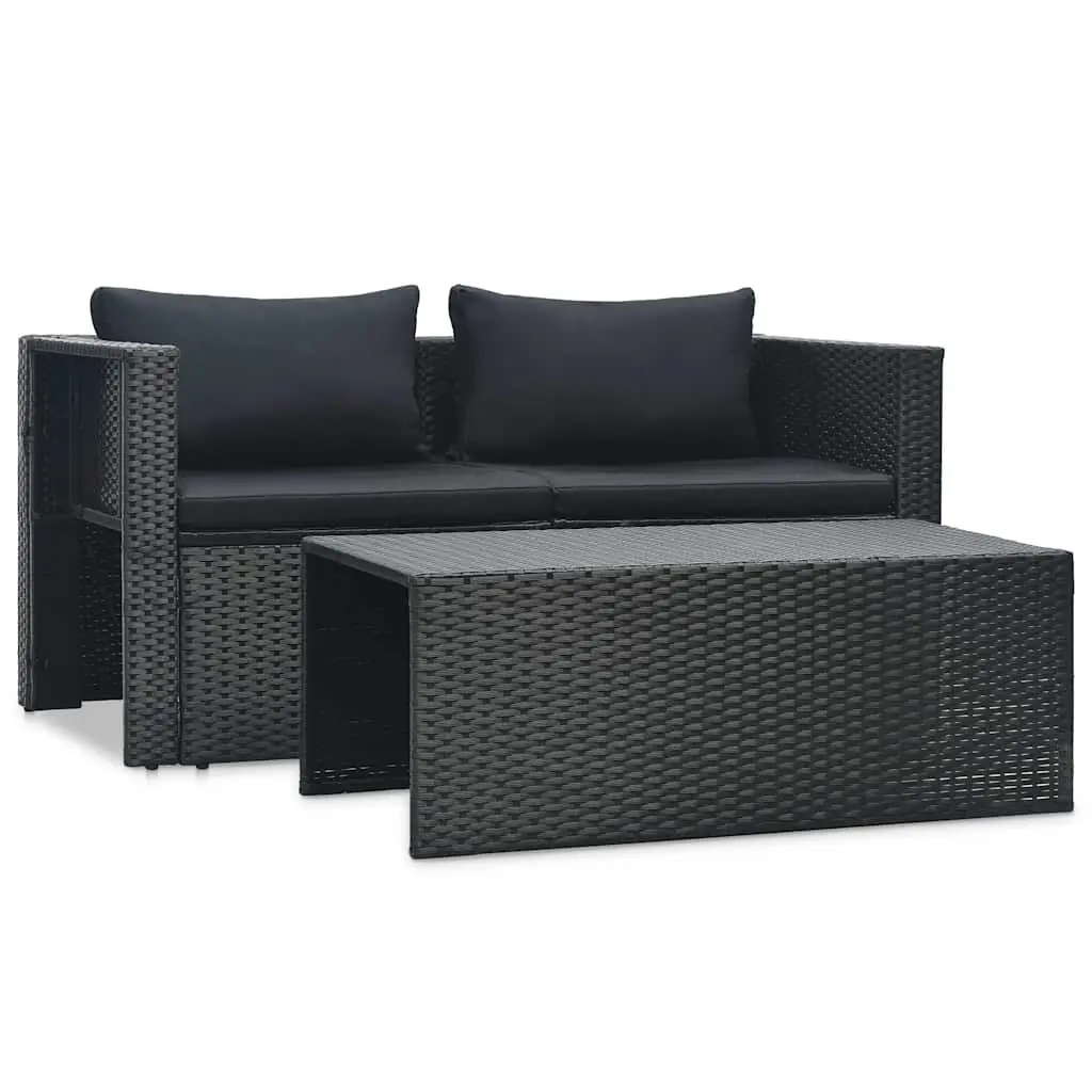 Garden Lounge Set 6 Piece Poly Rattan Outdoor Furniture Black Patio Sofa with