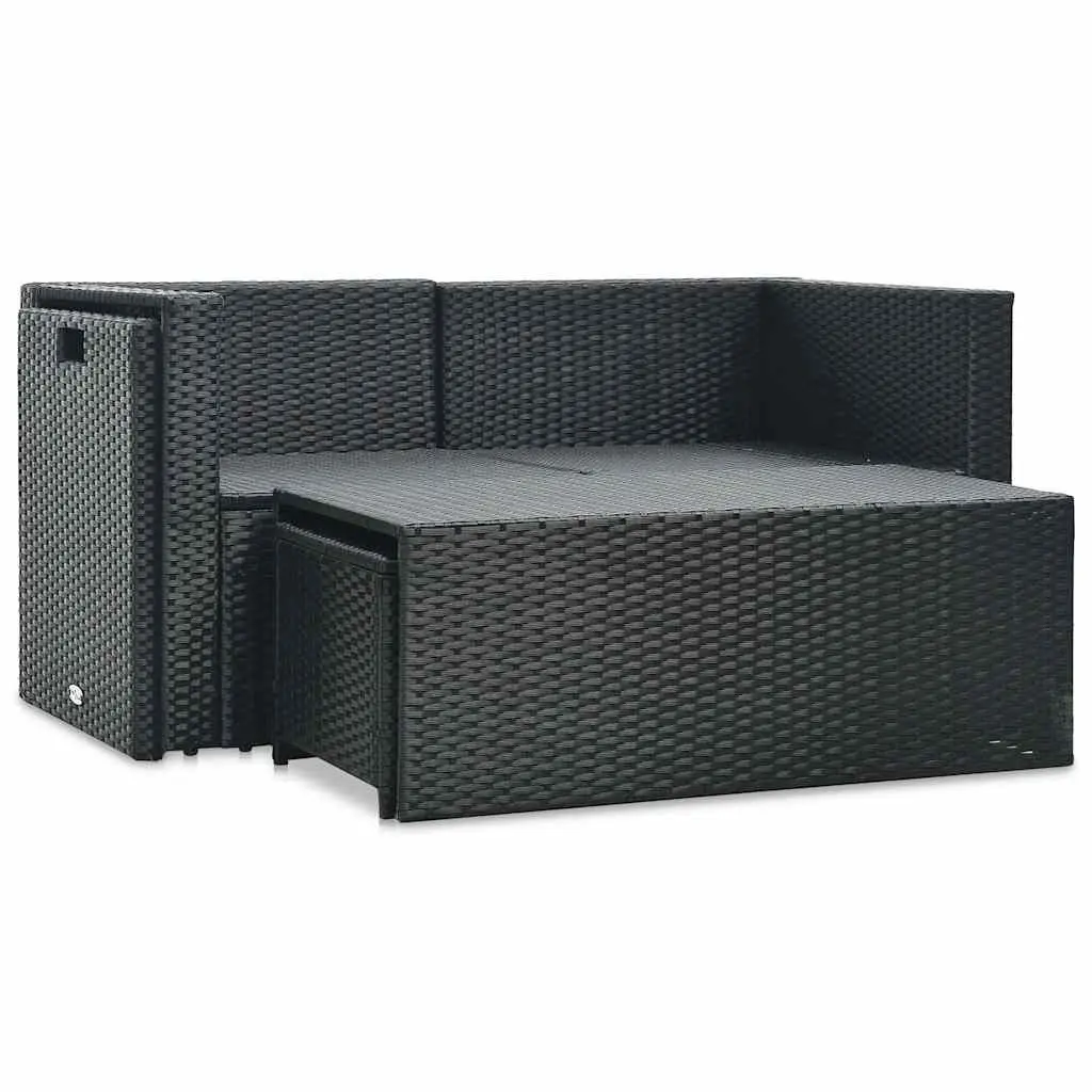 Garden Lounge Set 6 Piece Poly Rattan Outdoor Furniture Black Patio Sofa with