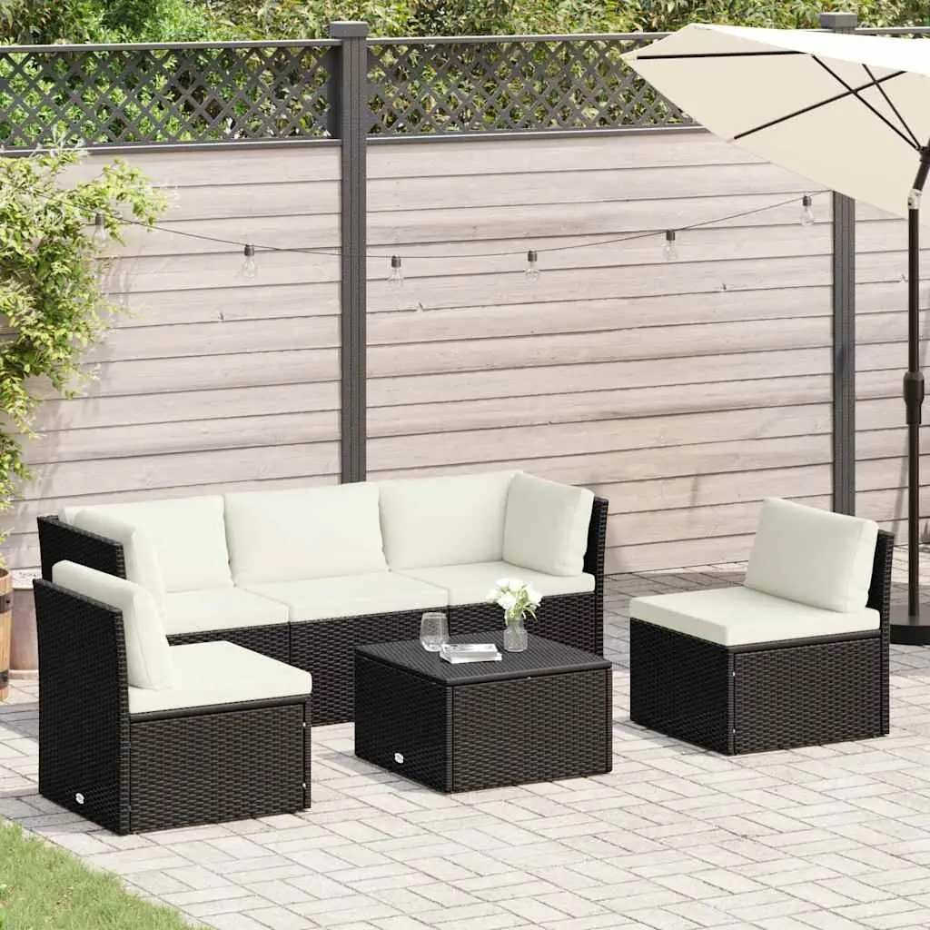 Outdoor Lounge Set Poly Rattan 4 Piece Garden Patio Seating with Cushions Brown