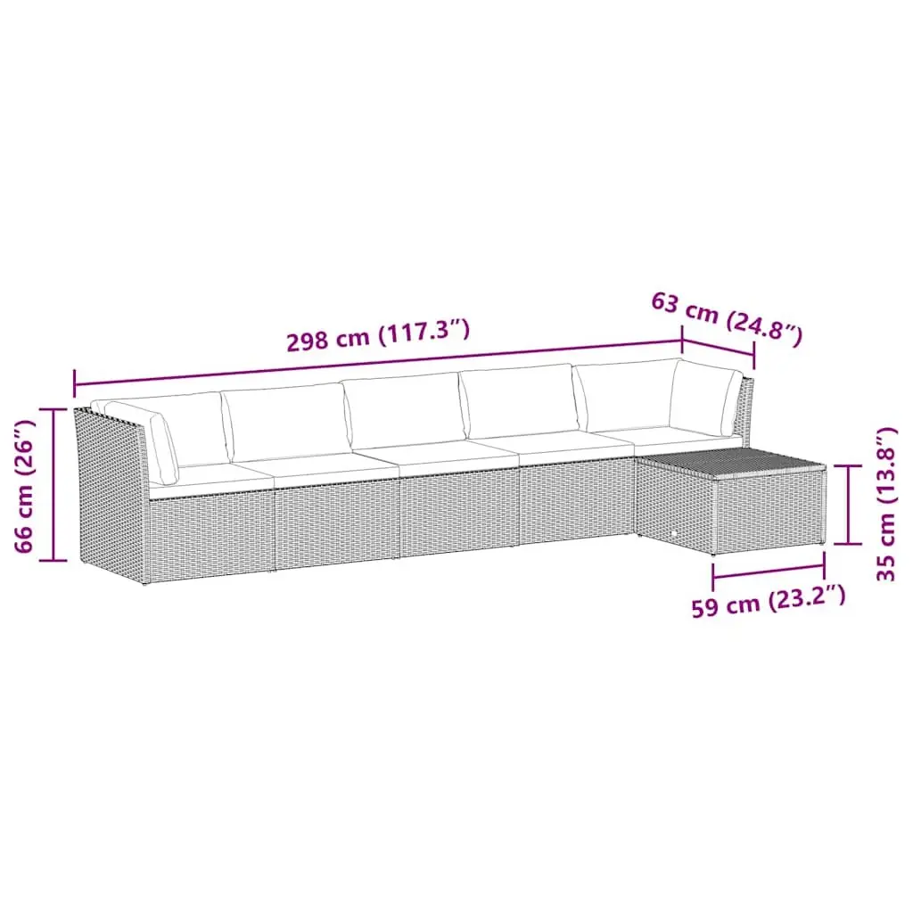 Outdoor Lounge Set Poly Rattan 4 Piece Garden Patio Seating with Cushions Brown
