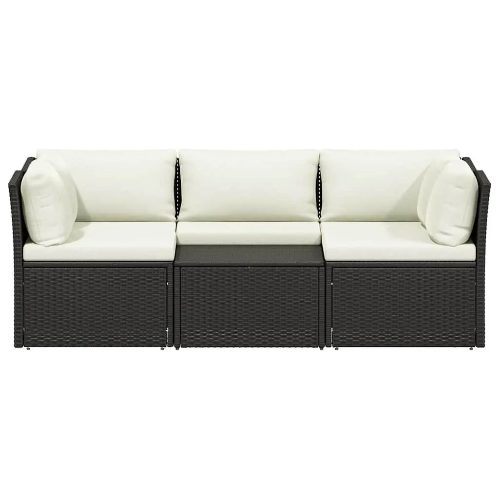 Outdoor Lounge Set Poly Rattan 4 Piece Garden Patio Seating with Cushions Brown