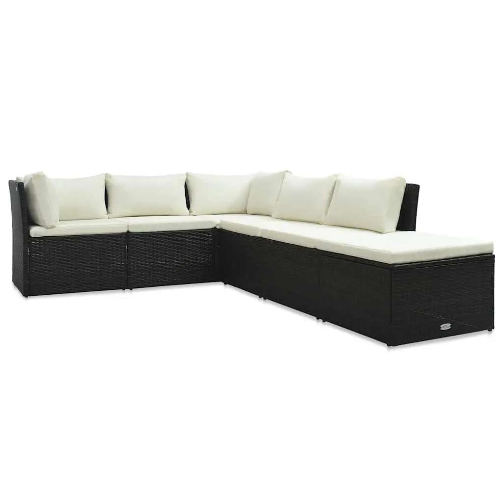 Outdoor Lounge Set Poly Rattan 4 Piece Garden Patio Seating with Cushions Brown