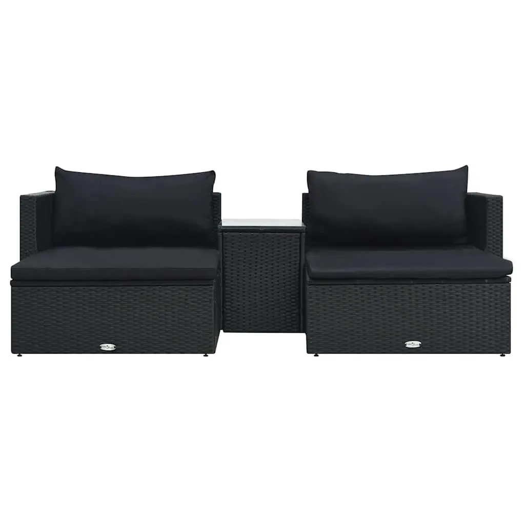 5 Piece Outdoor Garden Lounge Set Black Weather-Resistant PE Rattan Patio Furniture