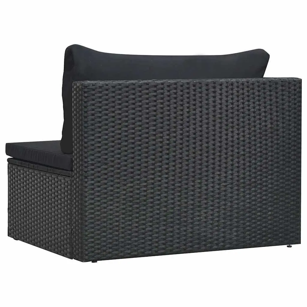5 Piece Outdoor Garden Lounge Set Black Weather-Resistant PE Rattan Patio Furniture