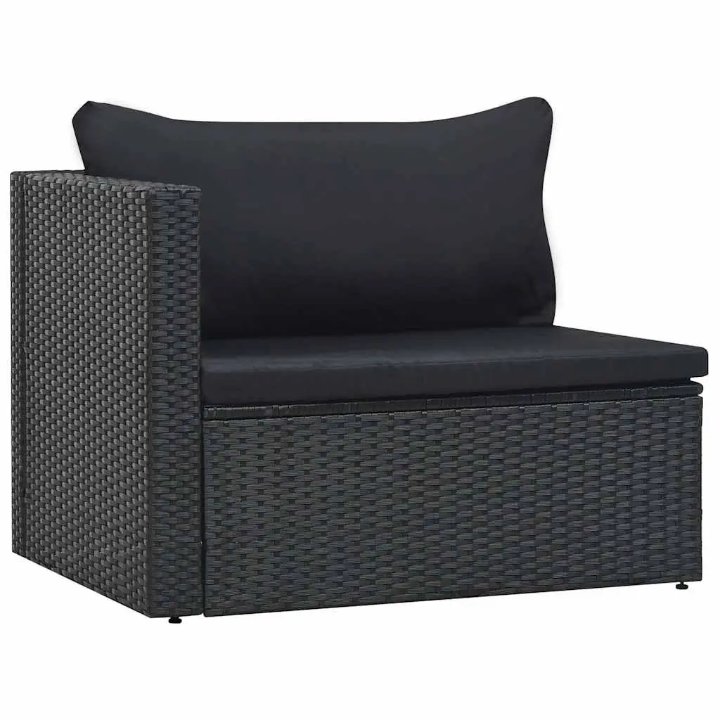 5 Piece Outdoor Garden Lounge Set Black Weather-Resistant PE Rattan Patio Furniture