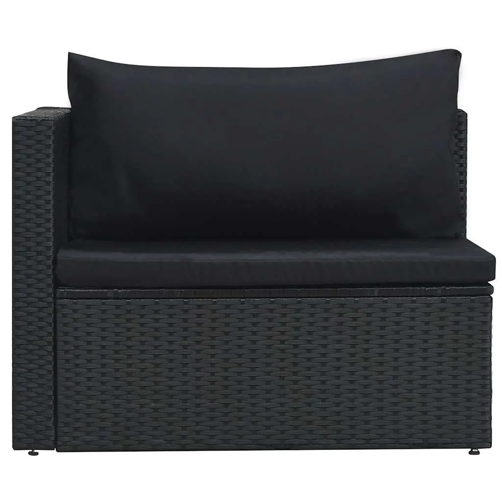 5 Piece Outdoor Garden Lounge Set Black Weather-Resistant PE Rattan Patio Furniture