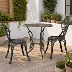 3 Piece Outdoor Bistro Set Round Table 2 Chairs Patio Garden Furniture Brown