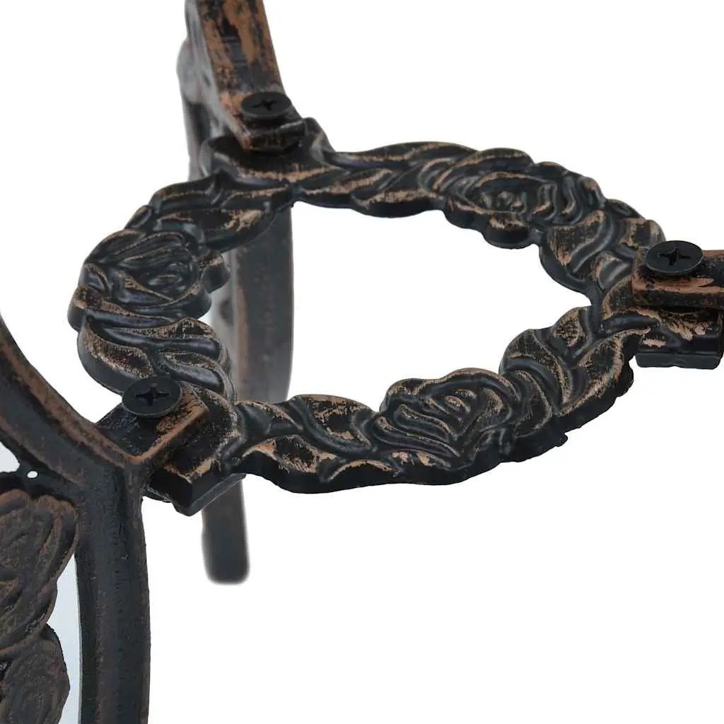 3 Piece Outdoor Bistro Set Round Table 2 Chairs Cast Aluminium Brown