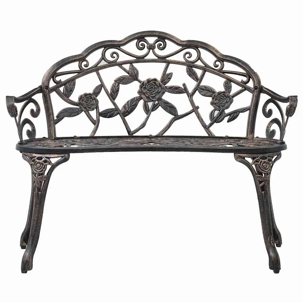 Outdoor Bench Decorative Cast Aluminium 100cm Brown