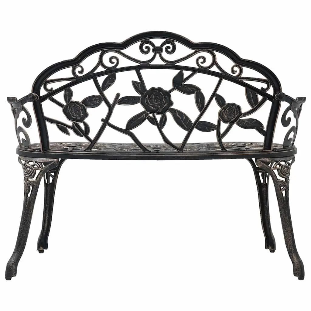 Outdoor Bench Decorative Cast Aluminium 100cm Brown