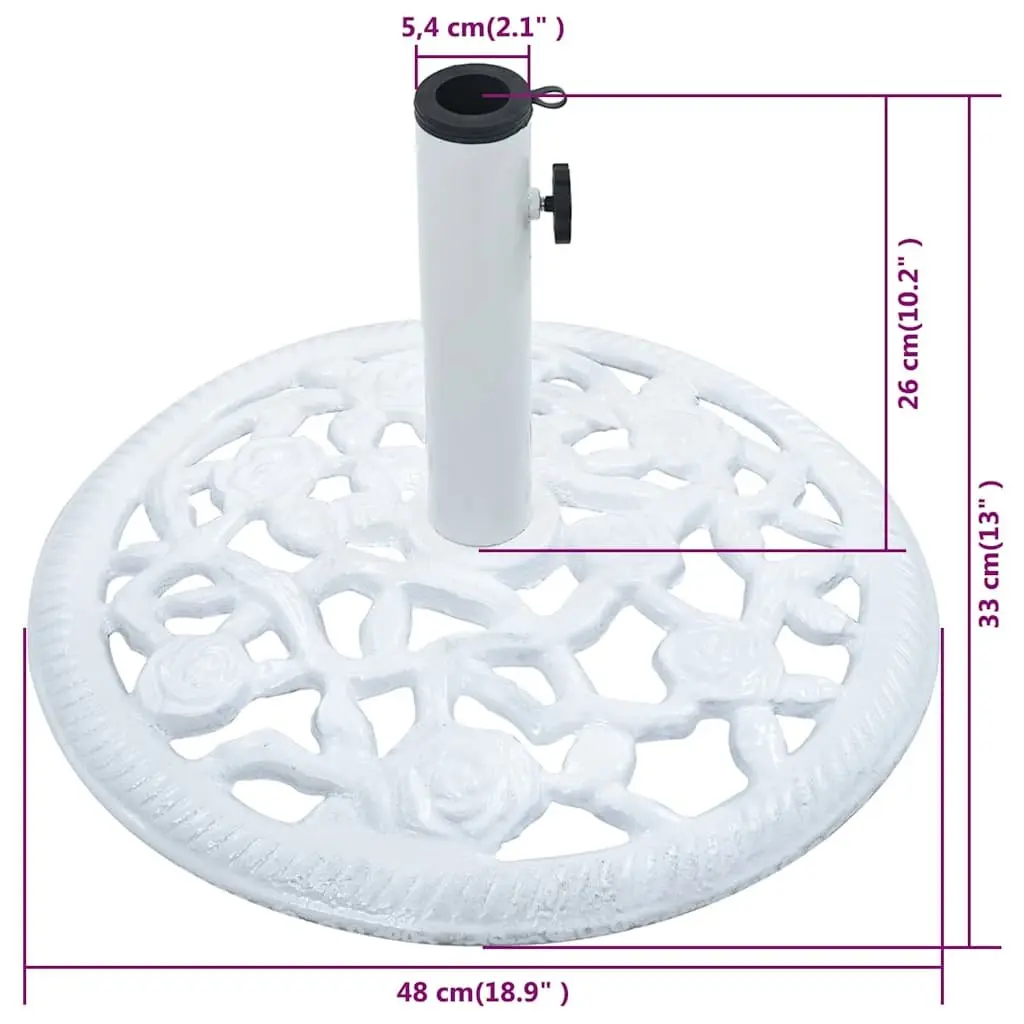 Umbrella Base Cast Iron White Stable Patio Garden Outdoor Support Stand 48 cm