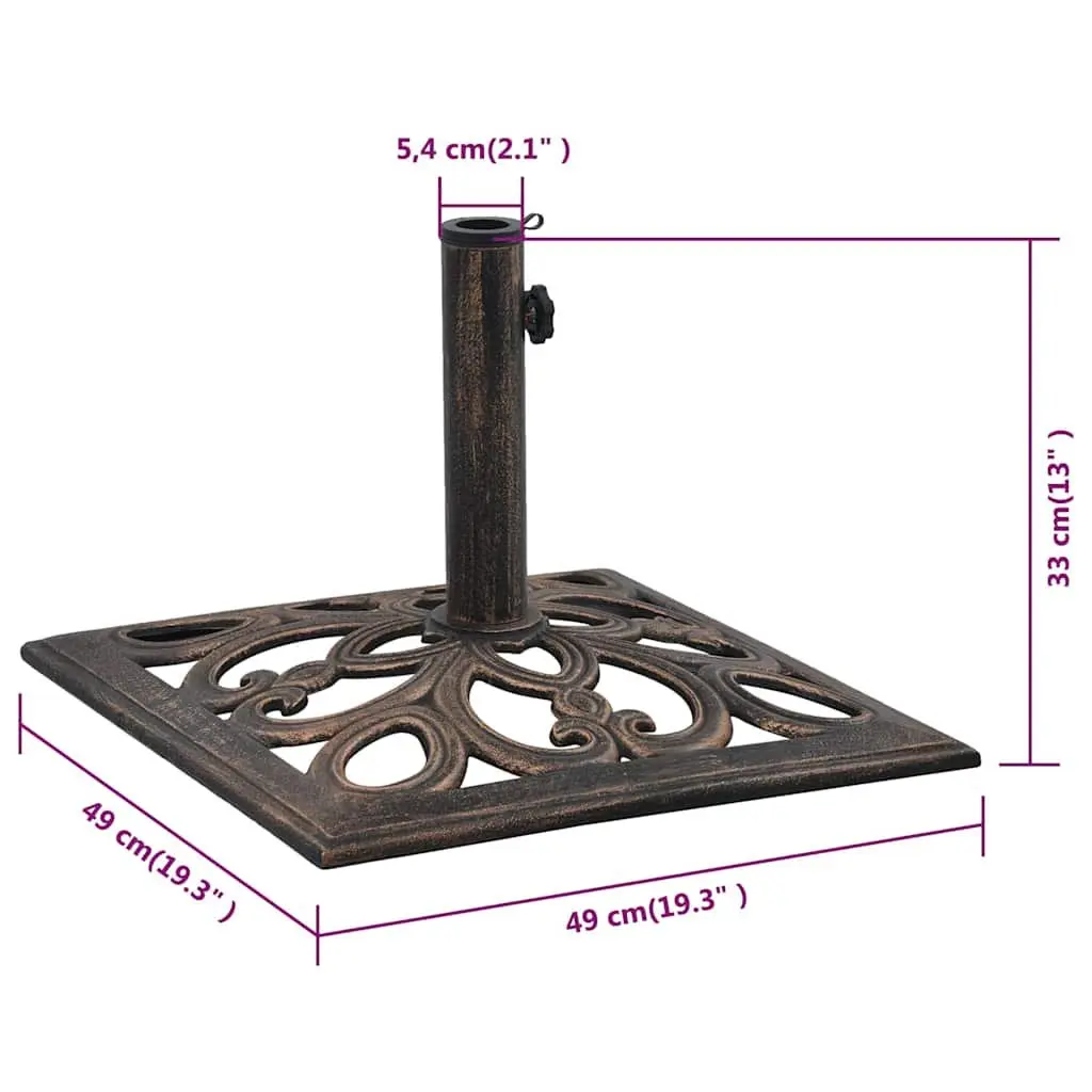 Umbrella Base Cast Iron Brown Outdoor Garden Patio Stand Weighted Holder 49 cm