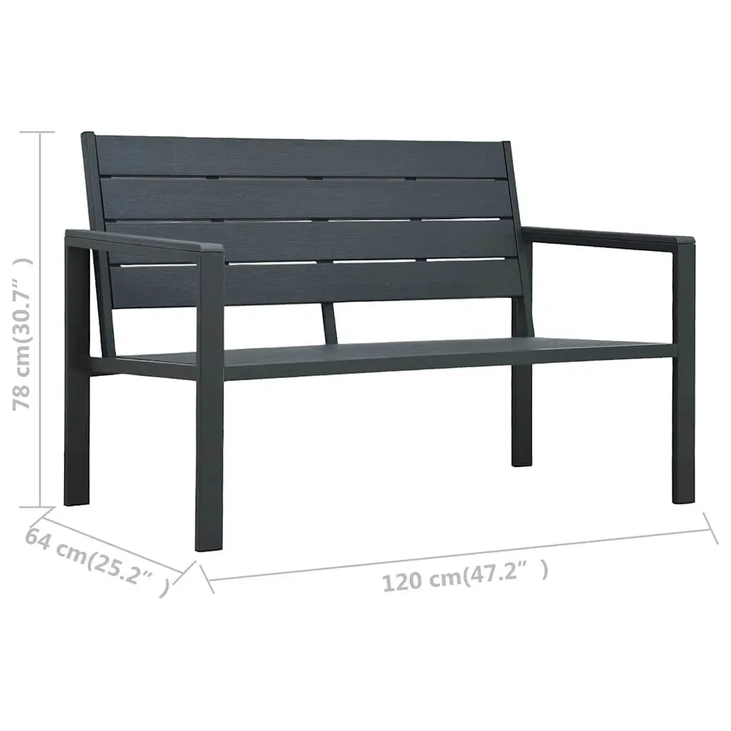 Outdoor Garden Bench Weather Resistant 120cm Grey Wood Look