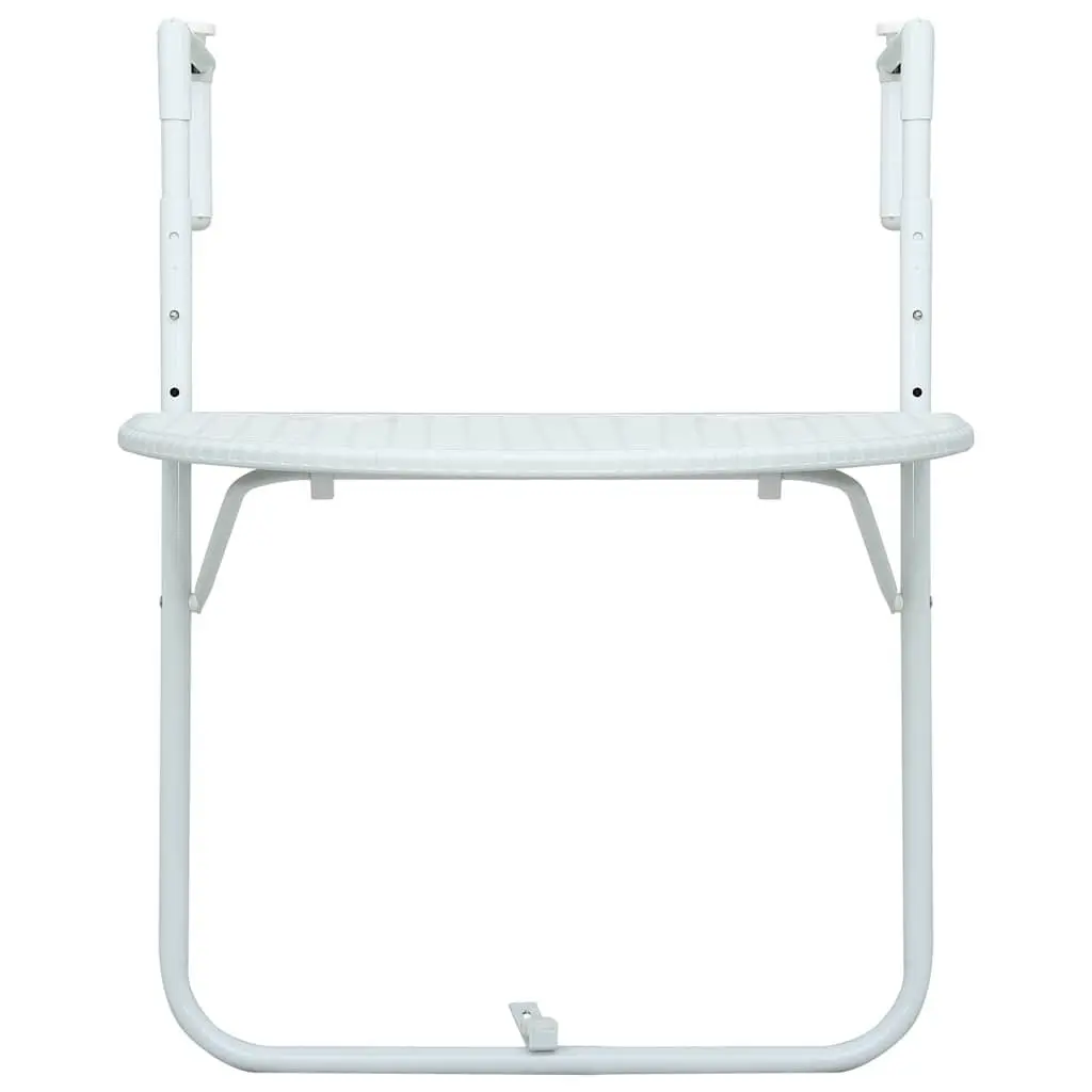 Hanging Balcony Table Foldable Adjustable Height White Outdoor Coffee Worktop
