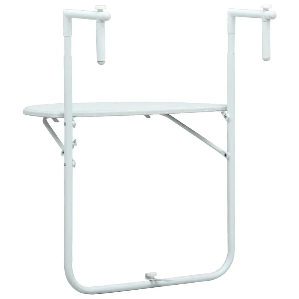 Hanging Balcony Table Foldable Adjustable Height White Outdoor Coffee Worktop