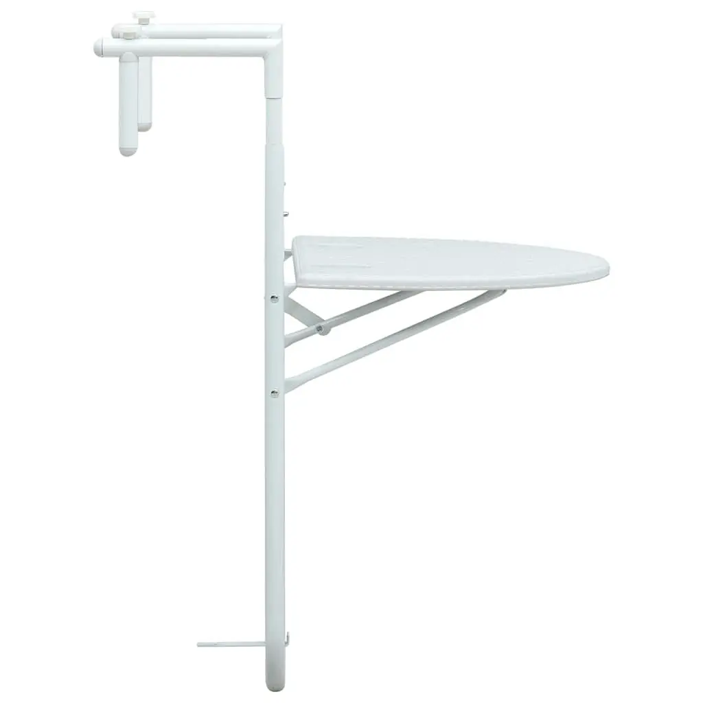 Hanging Balcony Table Foldable Adjustable Height White Outdoor Coffee Worktop