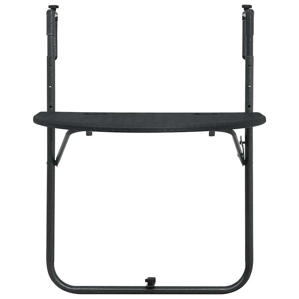 Adjustable Height Black Outdoor Hanging Table Foldable Rattan Look Coffee Worktop