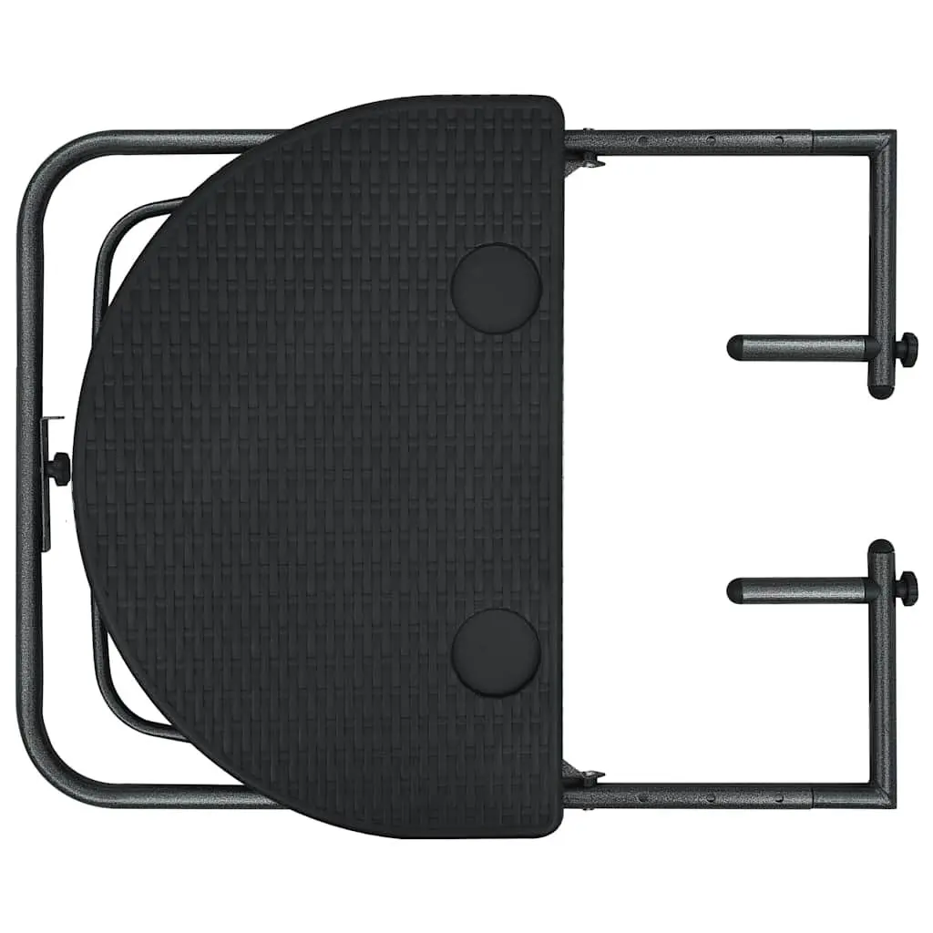 Adjustable Height Black Outdoor Hanging Table Foldable Rattan Look Coffee Worktop