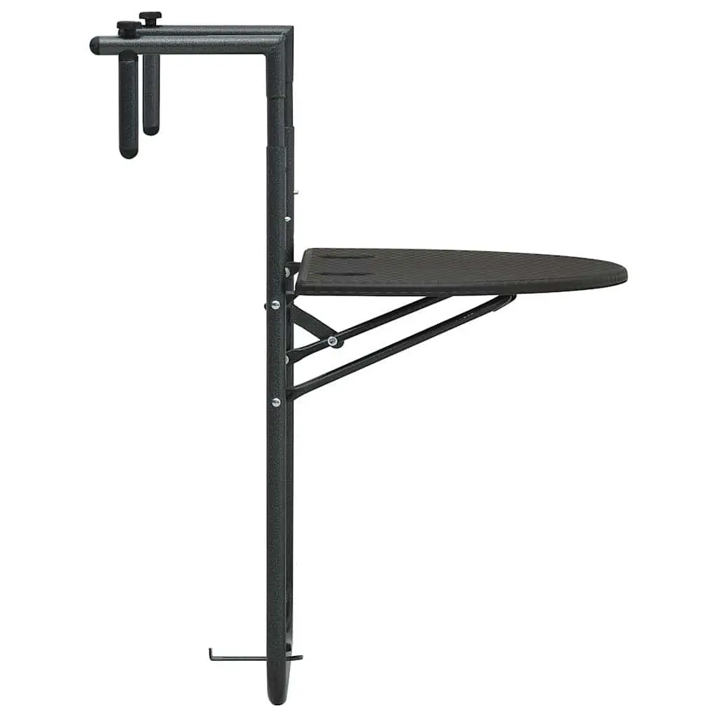 Hanging Balcony Table Foldable Rattan Look 60L x 64W x 83.5H cm
