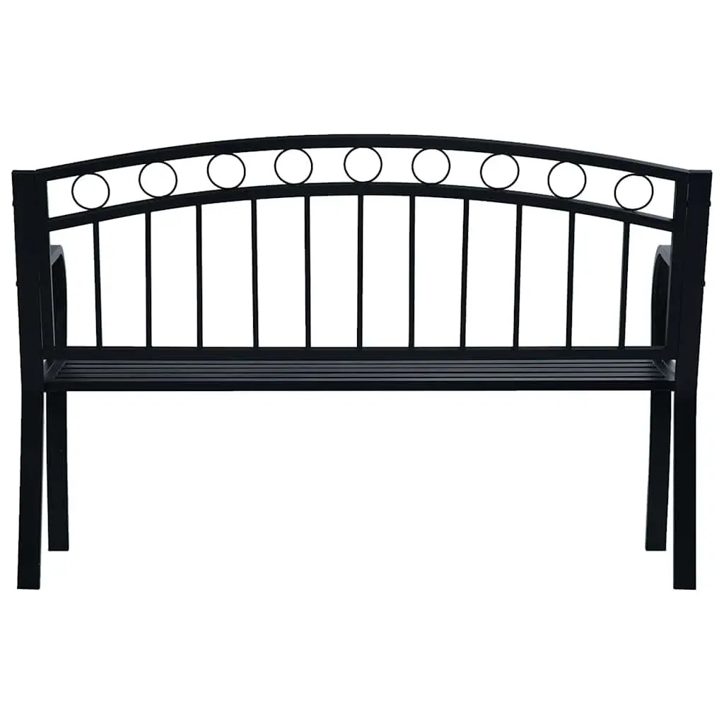 Outdoor Garden Bench 125cm Black Metal Seating Curved Armrests Patio Furniture