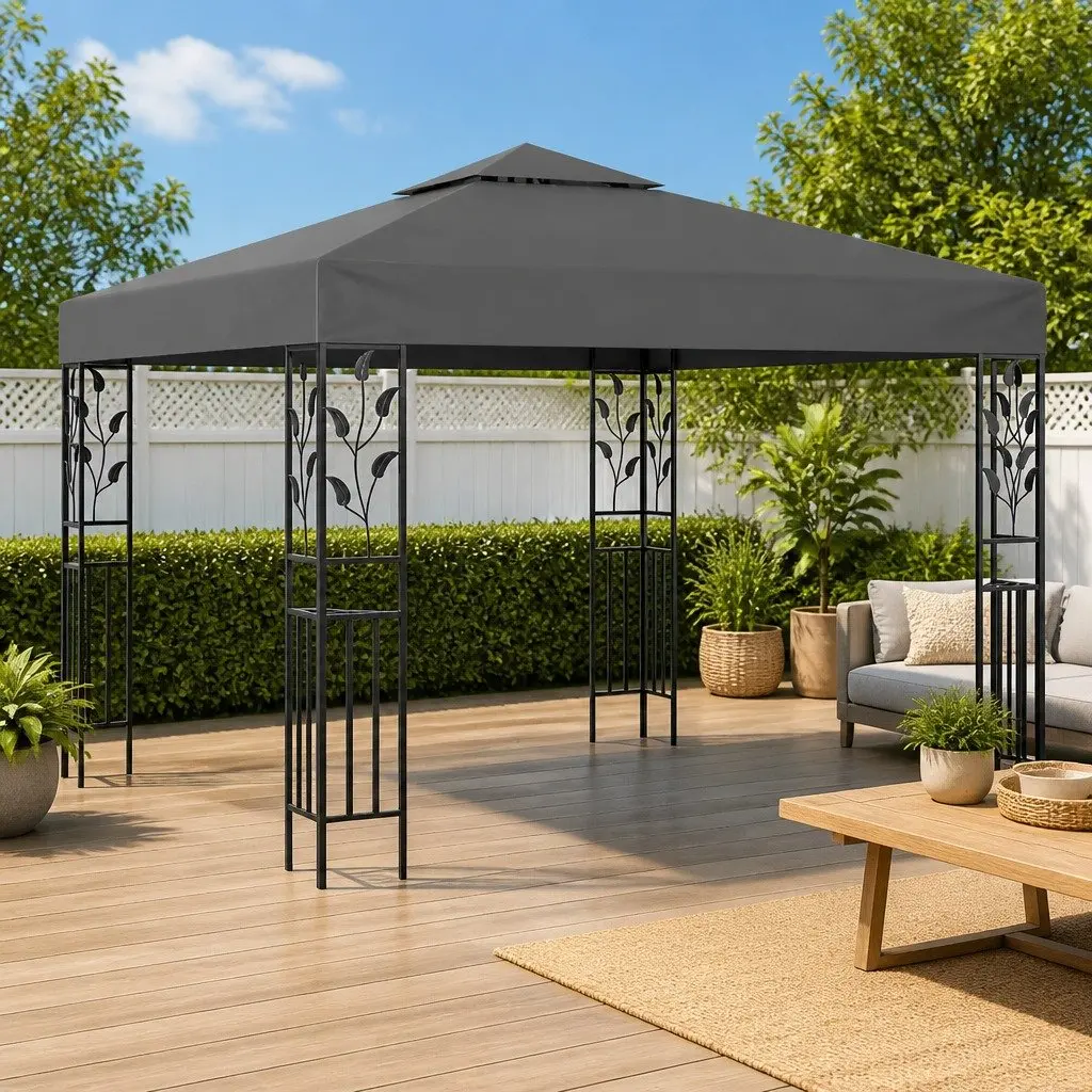 Gazebo Vented Roof 3x3 m Outdoor Shade Canopy Steel Frame Garden Structure