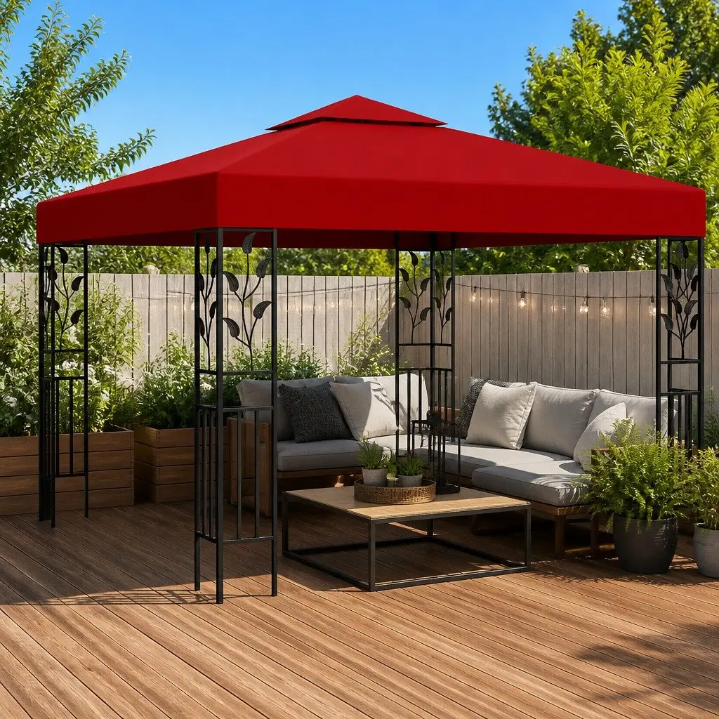 Gazebo Red 3x3m Outdoor Canopy Shade Structure