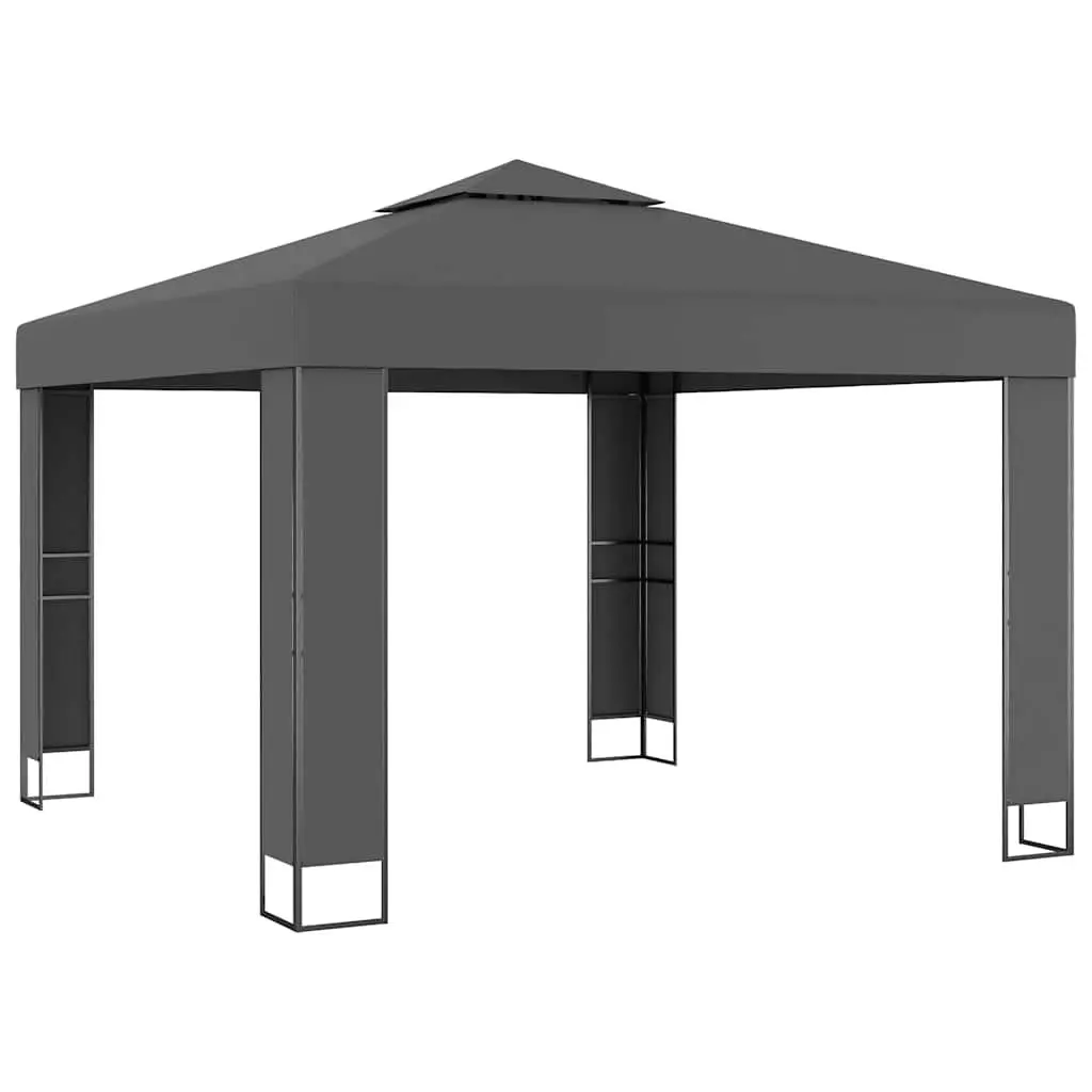 Gazebo with Double Roof 3x3 m Anthracite Outdoor Garden Canopy Sunshade