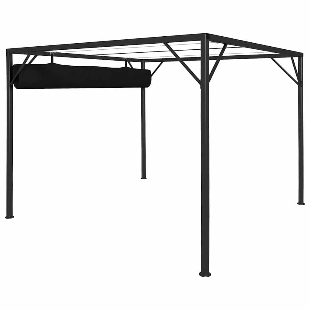 Outdoor Shelter Gazebo Retractable Roof 3x3m Anthracite