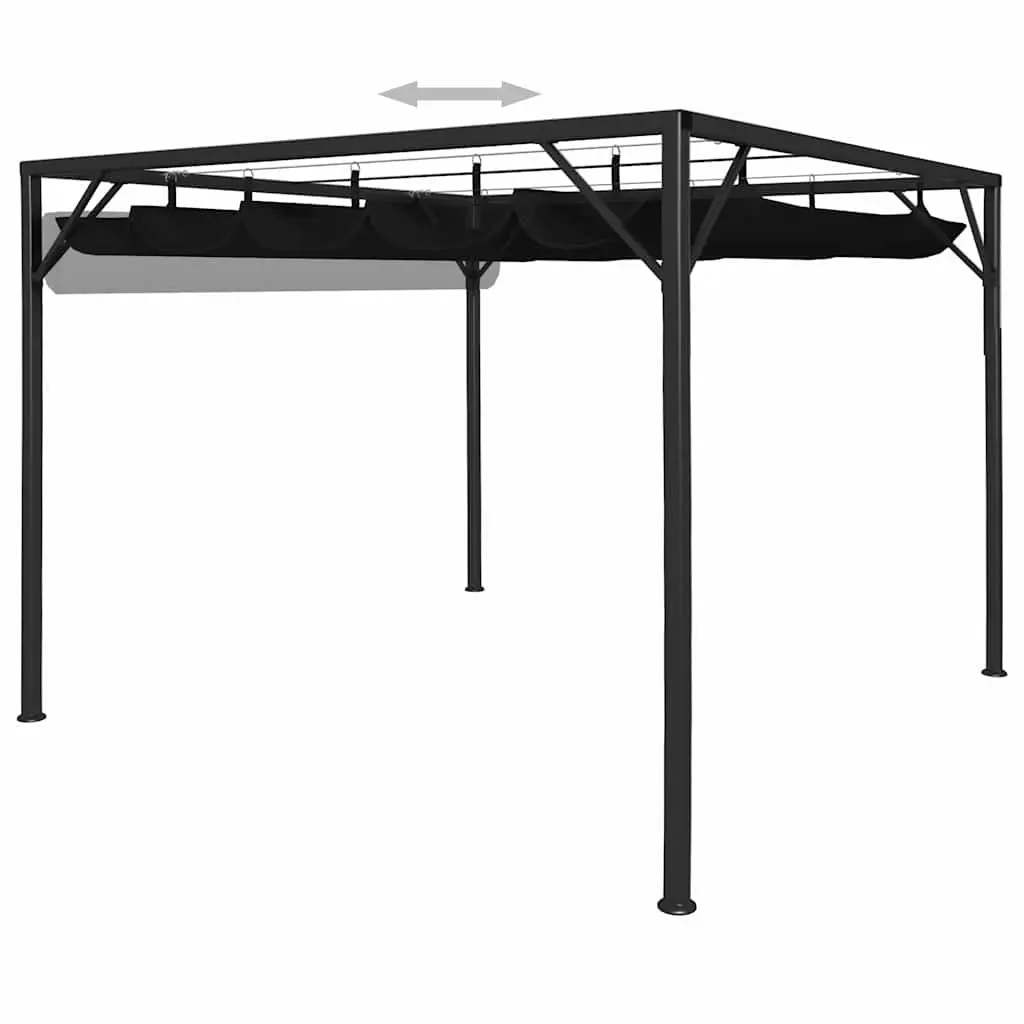 Outdoor Shelter Gazebo Retractable Roof 3x3m Anthracite