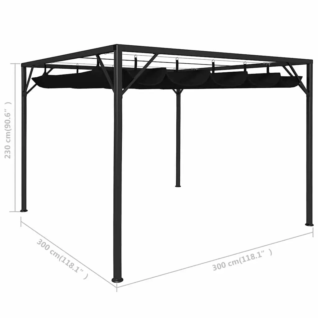 Outdoor Shelter Gazebo Retractable Roof 3x3m Anthracite