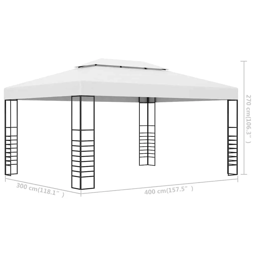Outdoor Canopy Garden Gazebo White 4x3x2.7m Powder-Coated Steel Structure