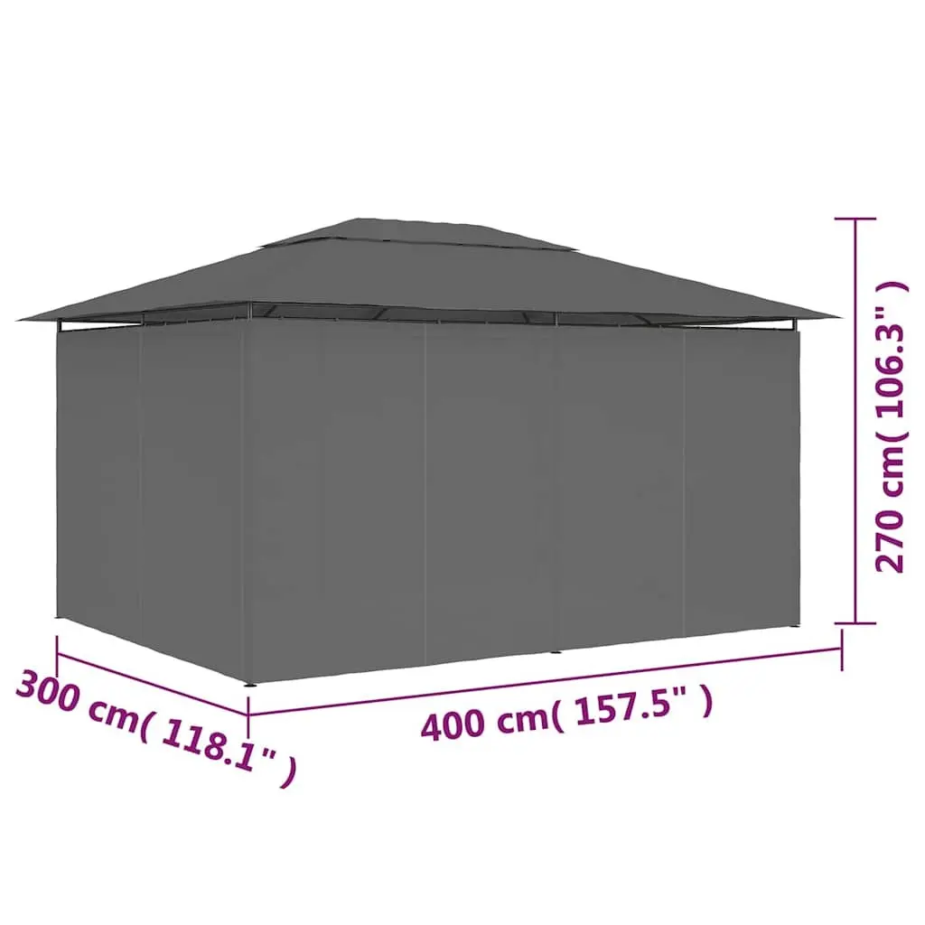 Garden Marquee Gazebo Vented Roof 4x3m Anthracite Outdoor Canopy