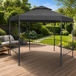 Garden Gazebo 323x275x265 cm Outdoor Canopy Pavilion Anthracite Patio Shade