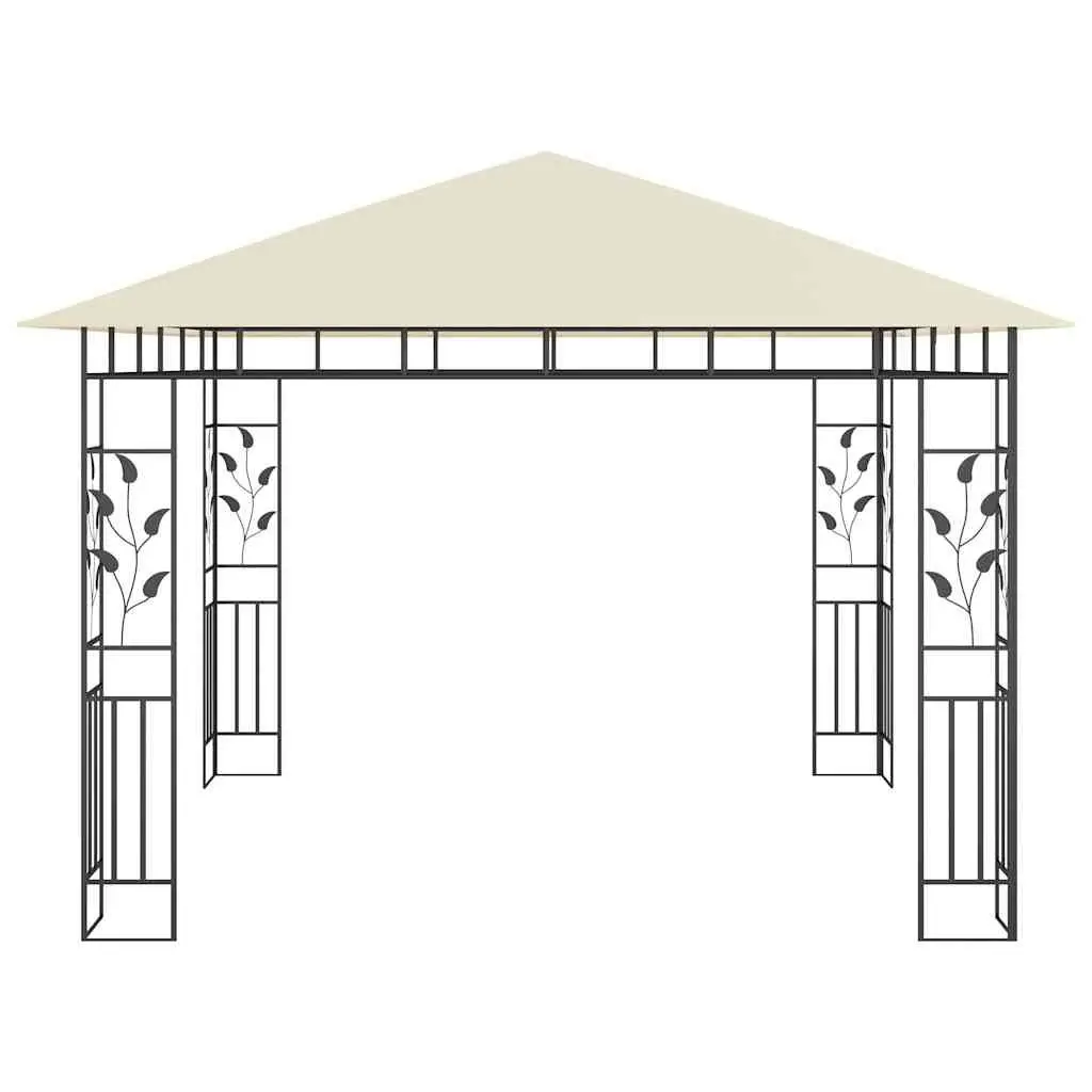 Gazebo with Mosquito Net Cream 3x3x2.73m Outdoor Shade Structure for Garden and Patio